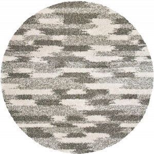 HomeRoots 2' Modern Gray and Ivory Geometric Pattern Runner Rug for Stylish Hallways and Entryways Decor 7'10" Round 387987