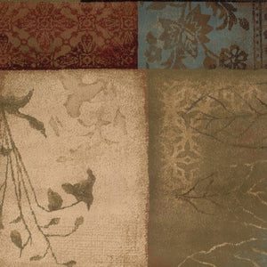 HomeRoots 4' Beige and Brown Floral Block Area Rug - Elegant Design for Living Spaces, Durable & Easy Care 7'8" x 10'10" 387988