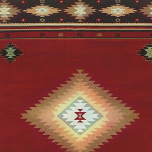 Homeroots 8' X 11' Red And Beige Ikat Pattern Area Rug Red,Green Polypropylene 387989