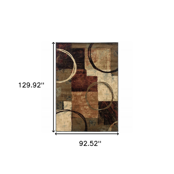Homeroots 8' X 11' Brown And Black Abstract Geometric Area Rug  Polypropylene 387990