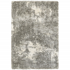 Homeroots 8' X 11' Gray And Ivory Distressed Abstract Area Rug Grey,Ivory Polypropylene 387992