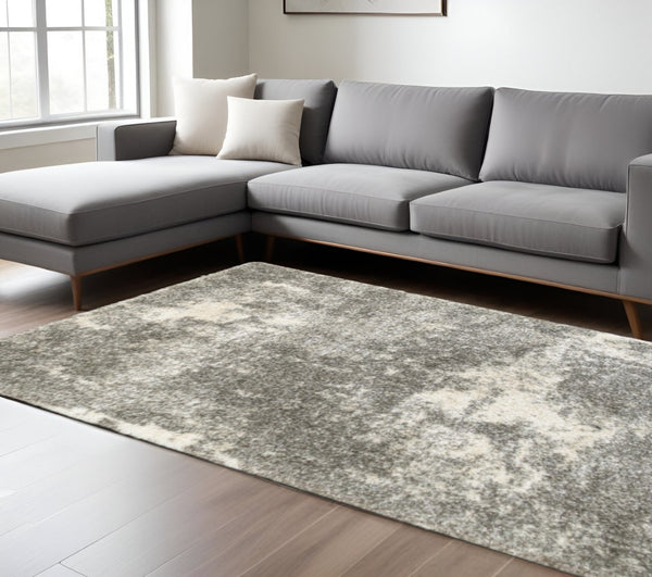 HomeRoots 2' Stylish Gray and Ivory Distressed Abstract Runner Rug for Elegant Hallways and Entryways Decor Grey/ Ivory 7'10" x 10'10" 387992