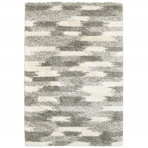 HomeRoots 2' Modern Gray and Ivory Geometric Pattern Runner Rug for Stylish Hallways and Entryways Decor 7'10" x 10'10" 387993