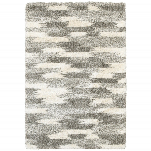 HomeRoots 2' Modern Gray and Ivory Geometric Pattern Runner Rug for Stylish Hallways and Entryways Decor 7'10" x 10'10" 387993