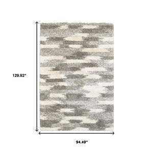HomeRoots 2' Modern Gray and Ivory Geometric Pattern Runner Rug for Stylish Hallways and Entryways Decor 7'10" x 10'10" 387993
