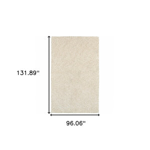 HomeRoots 3' Ivory Shag Area Rug - Luxurious Hand-Tufted Comfort for Living Rooms, Bedrooms & More 8' x 11' 387995