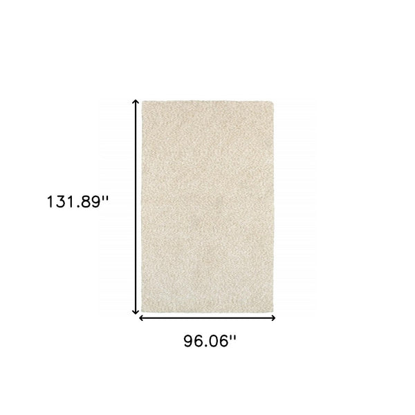 HomeRoots 3' Ivory Shag Area Rug - Luxurious Hand-Tufted Comfort for Living Rooms, Bedrooms & More 8' x 11' 387995