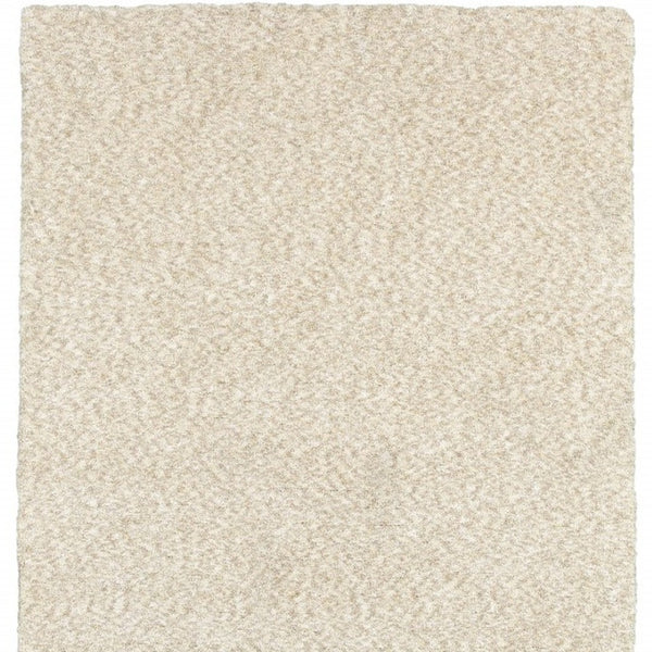 HomeRoots 3' Ivory Shag Area Rug - Luxurious Hand-Tufted Comfort for Living Rooms, Bedrooms & More 8' x 11' 387995