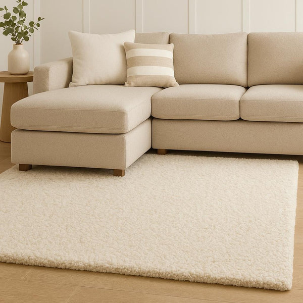 HomeRoots 3' Ivory Shag Area Rug - Luxurious Hand-Tufted Comfort for Living Rooms, Bedrooms & More 8' x 11' 387995