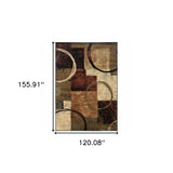 Homeroots 10' X 13' Brown And Black Abstract Geometric Area Rug  Polypropylene 387999