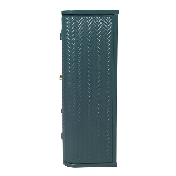 English Elm Army Green Bathroom Storage Cabinet With Mirror, 2 Doors & Open Shelf For Stylish Organization W3122P272875