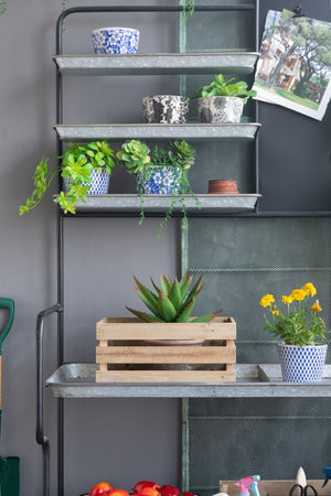 English Elm 36x18.5x70" Industrial Iron Tiered Shelf with Magnetic Board for Kitchen or Patio W2078P499968