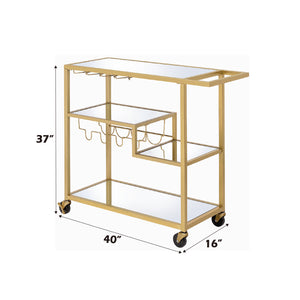 English Elm Adamsen Mirrored Champagne Serving Cart with Wine Rack, 3 Open Shelves, Casters & 70lb Top Capacity B2726P287298