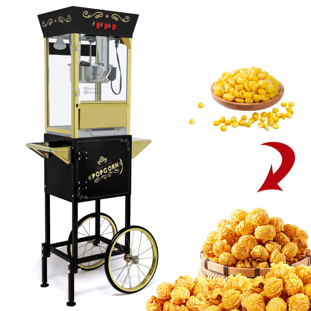 English Elm 12oz Vintage Fairground Popcorn Cart with Steel Kettle Heated Deck and Mobile Wheels W2841P272027