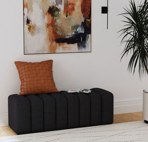 English Elm Fabric Upholstered Accent Bench with Arms in Soft Neutral Fabric, Sleek Black Legs for Modern Chic Seating Charcoal B016P383678