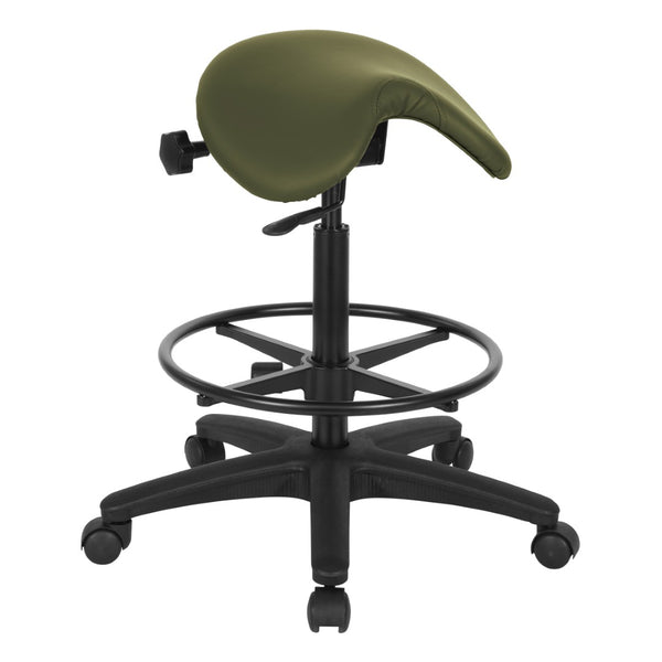 OSP Home Furnishings Backless Saddle Stool Ergonomic Pneumatic Height Adjustable Office Studio Task Seating Dillon Sage ST205-R106
