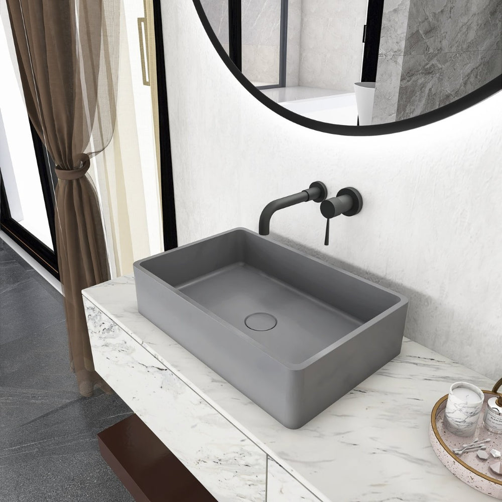 English Elm 19.68'' Rectangular Concrete Vessel Sink Matte Gray Above Counter Vanity Basin W1613P391578