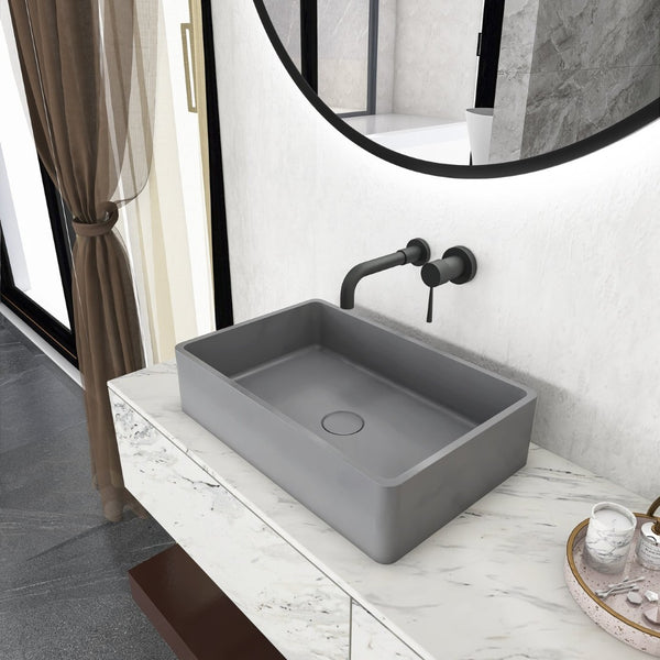 English Elm 19.68'' Rectangular Concrete Vessel Sink Matte Gray Above Counter Vanity Basin W1613P391578