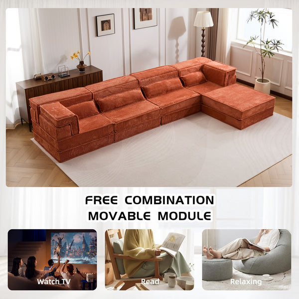 English Elm Compression Modular Sofa Bed - Oversized Boneless Design, Plush Memory Foam, Versatile & No Assembly W3723S00034