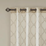 Madison Park Saratoga Modern/Contemporary Fretwork Print Grommet Top Window Curtain Panel MP40-3599 Beige/Gold