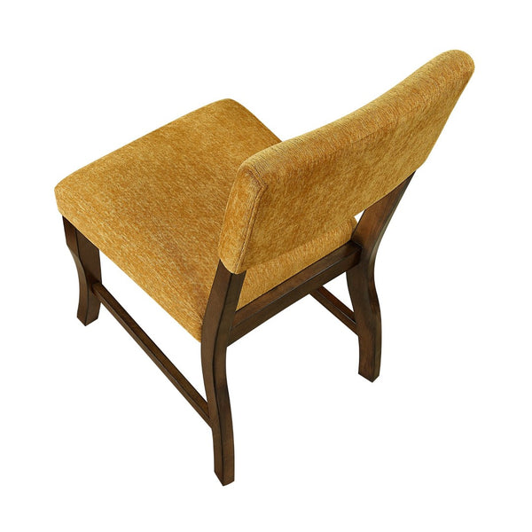 English Elm Contemporary High Back Chenille Dining Chairs Solid Wood Frame Upholstered Set Brown,Mustard B011P439064