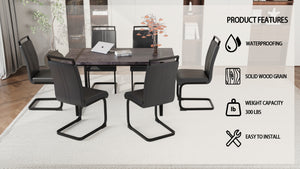 English Elm 59" Modern Farmhouse Dining Table Set - 6-Piece Mdf & Metal With Pu Armless Chairs, Stylish & Durable W2189S00217