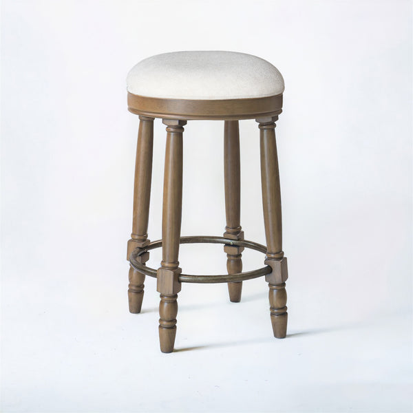 English Elm AGODY 26" Counter Height Swivel Bar Stools Set of 2 with Upholstered Seats and Sturdy Rubberwood Frame Light Oak W2170P208102