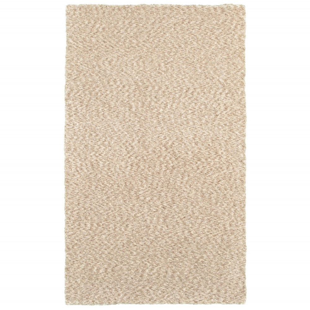 HomeRoots 3' Luxurious Beige Shag Hand-Tufted Area Rug - Plush Comfort for Living Rooms, Bedrooms & Offices 10' x 13' 388003