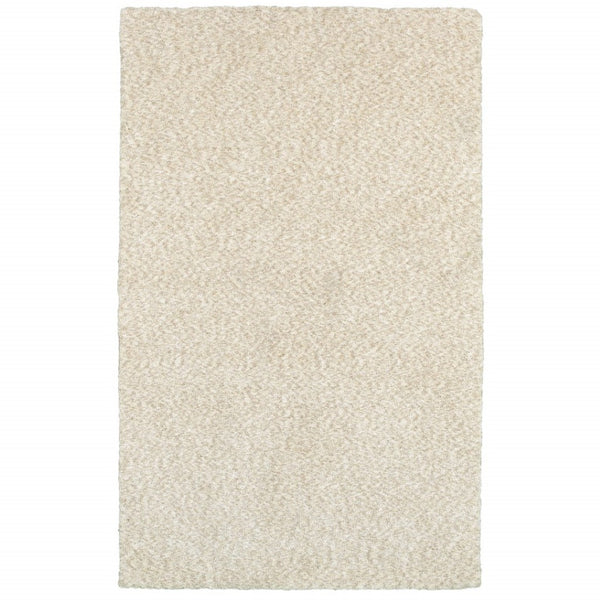 HomeRoots 3' Ivory Shag Area Rug - Luxurious Hand-Tufted Comfort for Living Rooms, Bedrooms & More 10' x 13' 388004