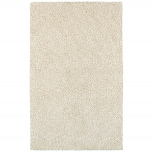 HomeRoots 3' Ivory Shag Area Rug - Luxurious Hand-Tufted Comfort for Living Rooms, Bedrooms & More 10' x 13' 388004