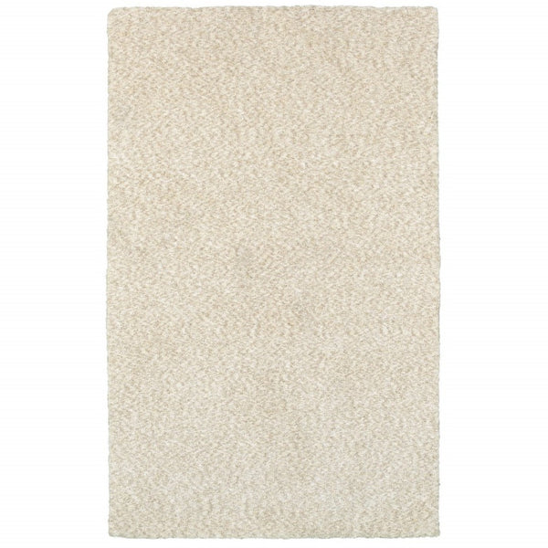 HomeRoots 3' Ivory Shag Area Rug - Luxurious Hand-Tufted Comfort for Living Rooms, Bedrooms & More 10' x 13' 388004