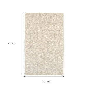 HomeRoots 3' Ivory Shag Area Rug - Luxurious Hand-Tufted Comfort for Living Rooms, Bedrooms & More 10' x 13' 388004