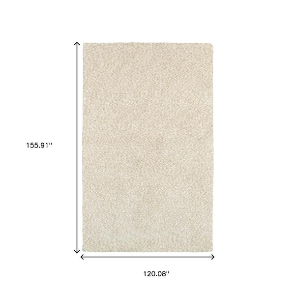 HomeRoots 3' Ivory Shag Area Rug - Luxurious Hand-Tufted Comfort for Living Rooms, Bedrooms & More 10' x 13' 388004