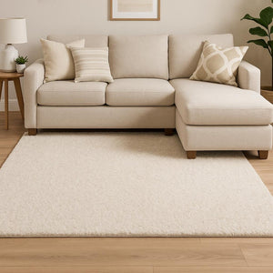 HomeRoots 3' Ivory Shag Area Rug - Luxurious Hand-Tufted Comfort for Living Rooms, Bedrooms & More 10' x 13' 388004