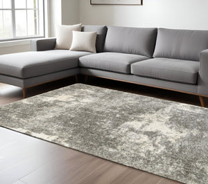 HomeRoots 2' Stylish Gray and Ivory Distressed Abstract Runner Rug for Elegant Hallways and Entryways Decor Grey/ Ivory 9'10" x 12'10" 388007