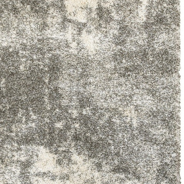 Homeroots 10' X 13' Gray And Ivory Distressed Abstract Area Rug Grey,Ivory Polypropylene 388007
