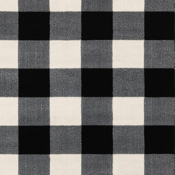 Homeroots 4' X 6' Monochromatic Gingham Pattern Indoor Area Rug Black,Ivory Polypropylene 388019