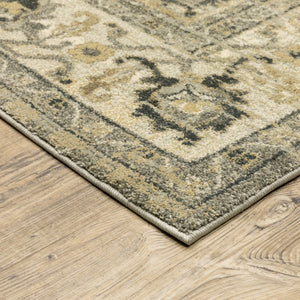 Homeroots 2' X 8' Beige And Gray Traditional Medallion Indoor Runner Rug  Polypropylene 388024