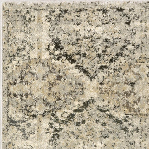 HomeRoots 2' Elegant Ivory and Gray Floral Trellis Indoor Runner Rug for Hallways and Entryways Decor 2'3" x 7'6" 388025