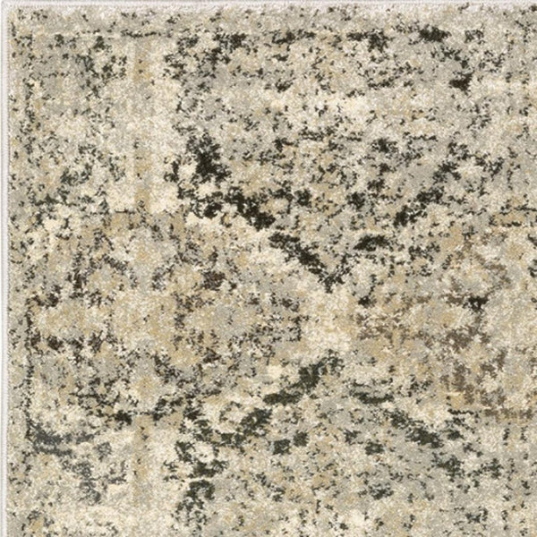 HomeRoots 2' Elegant Ivory and Gray Floral Trellis Indoor Runner Rug for Hallways and Entryways Decor 2'3" x 7'6" 388025