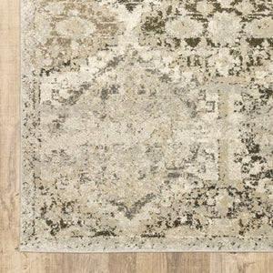 HomeRoots 2' Elegant Ivory and Gray Floral Trellis Indoor Runner Rug for Hallways and Entryways Decor 2'3" x 7'6" 388025