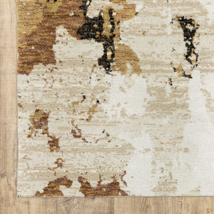HomeRoots 8' Stylish Beige and Black Runner Rug for Hallways, Entryways, and High-Traffic Areas, Durable Nylon 2'3" x 8' 388027