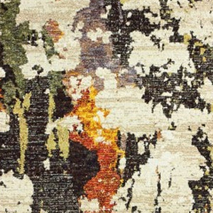 HomeRoots 8' Stylish Beige and Black Runner Rug for Hallways, Entryways, and High-Traffic Areas, Durable Nylon 2'3" x 8' 388027