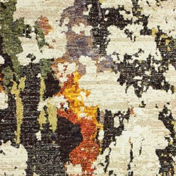 HomeRoots 8' Stylish Beige and Black Runner Rug for Hallways, Entryways, and High-Traffic Areas, Durable Nylon 2'3" x 8' 388027