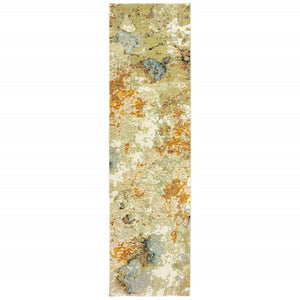 HomeRoots 8' Gold and Ivory Runner Rug - Elevate Your Space with Chic Design, Durability, and Easy Maintenance 2'3" x 8' 388028