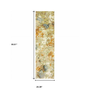 HomeRoots 8' Gold and Ivory Runner Rug - Elevate Your Space with Chic Design, Durability, and Easy Maintenance 2'3" x 8' 388028