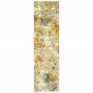 HomeRoots 8' Gold and Ivory Runner Rug - Elevate Your Space with Chic Design, Durability, and Easy Maintenance 2'3" x 8' 388028