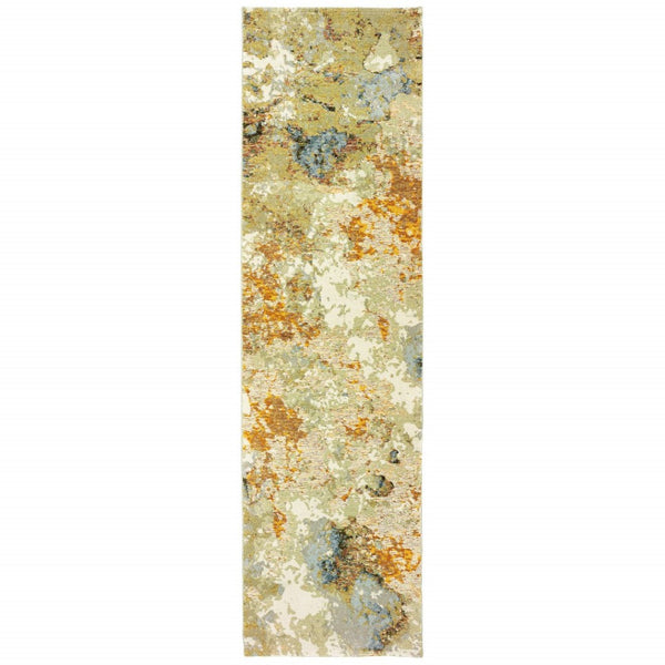 HomeRoots 8' Gold and Ivory Runner Rug - Elevate Your Space with Chic Design, Durability, and Easy Maintenance 2'3" x 8' 388028