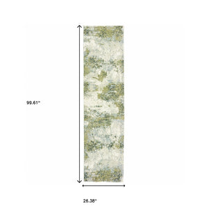 Homeroots 8' Runner Blue Green Power Loom Runner Rug  Nylon 388029