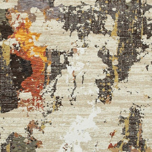 HomeRoots 8' Stylish Beige and Black Runner Rug for Hallways, Entryways, and High-Traffic Areas, Durable Nylon 3'3" x 5'2" 388033